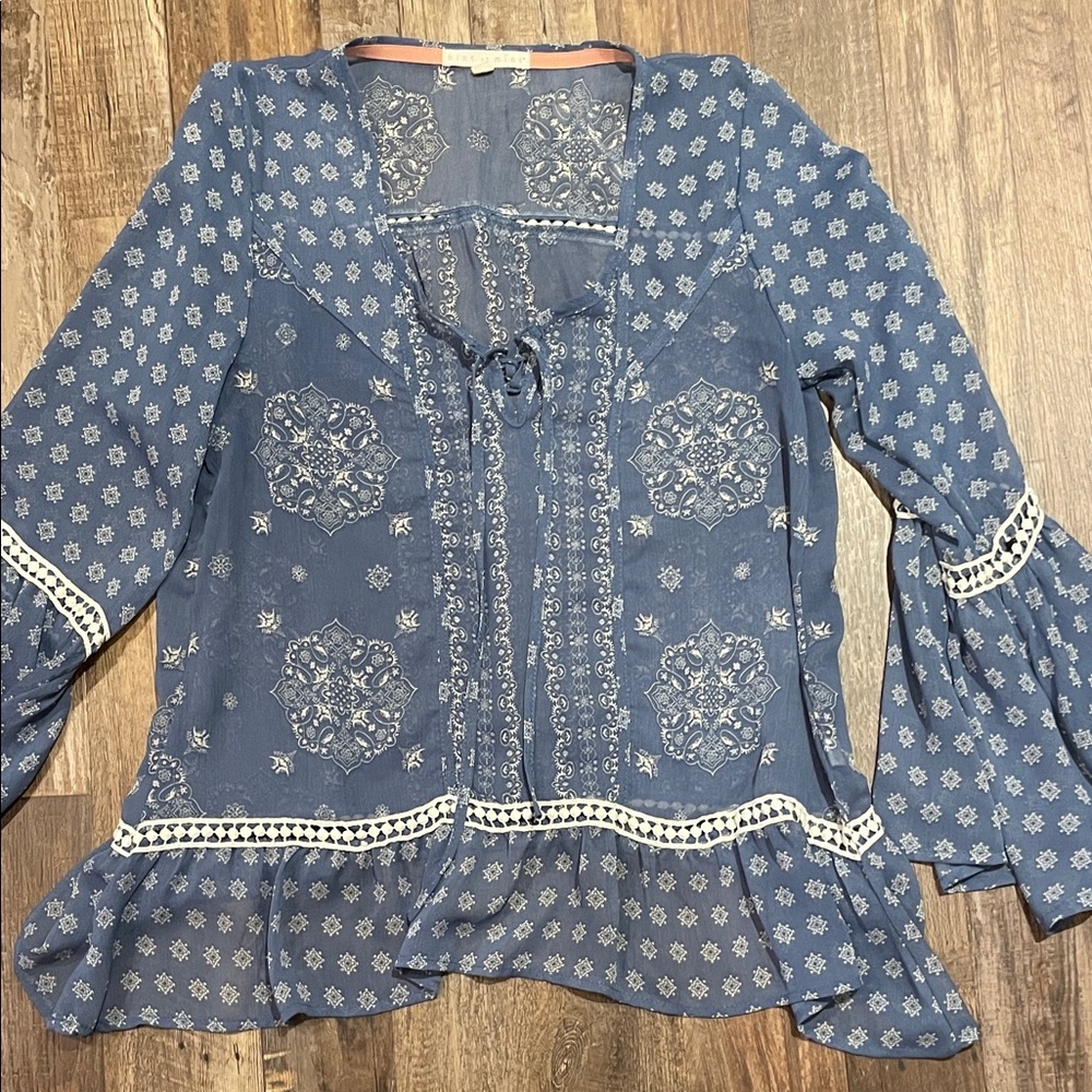 Hint of Mint Blue Floral Blouse